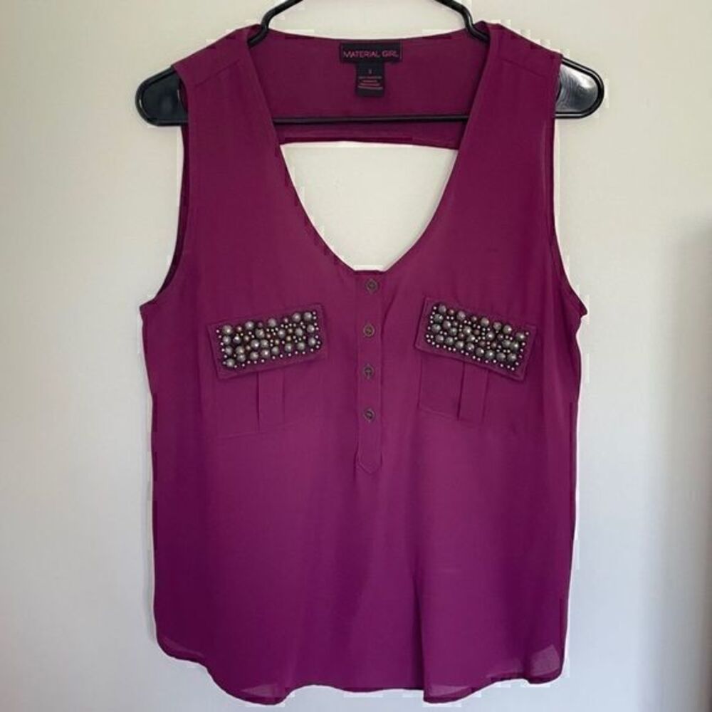 Maroon Polyester Open Back Tank Top
